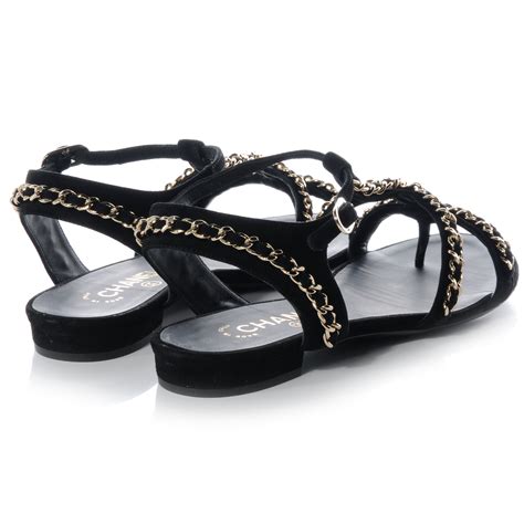 Chanel Nude Suede Chain Sandals 